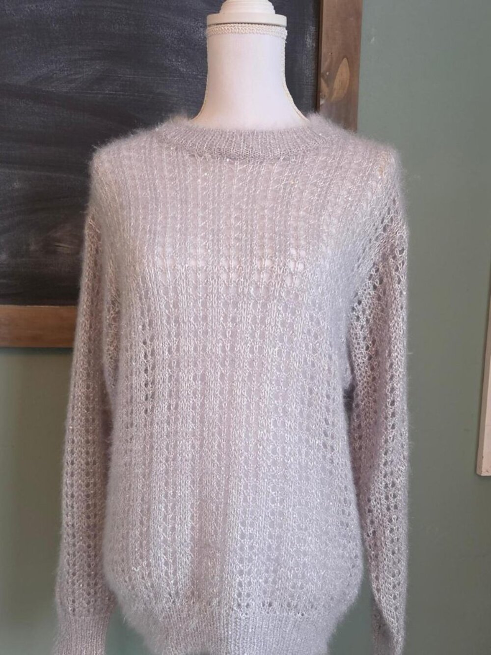 Women's Molly Bracken Silver Sweater with Sparkles Size S